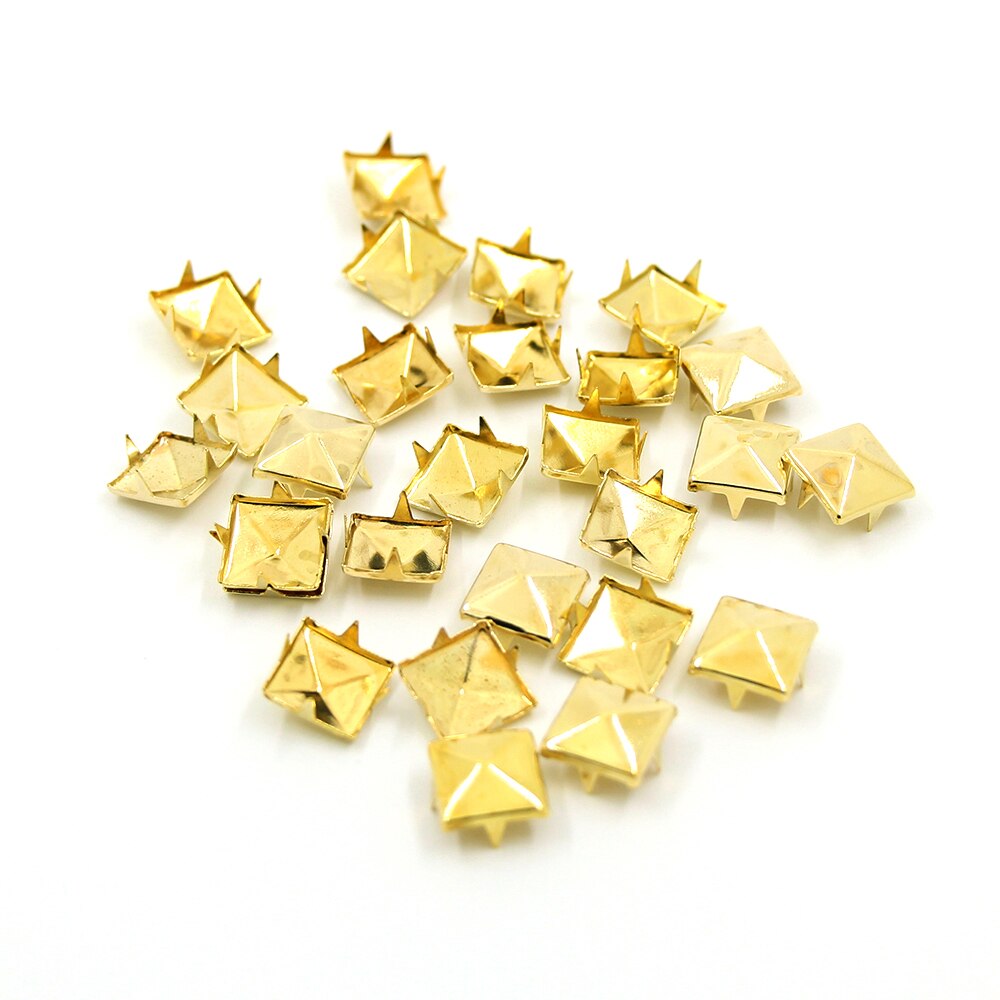 Tachuelas cuadradas con forma de pirámide, broche de roca, tachuelas metálicas de cuatro garras para zapatos, accesorios de cuero, bricolaje, 6/7/8/9/10/12MM, 100 Uds.