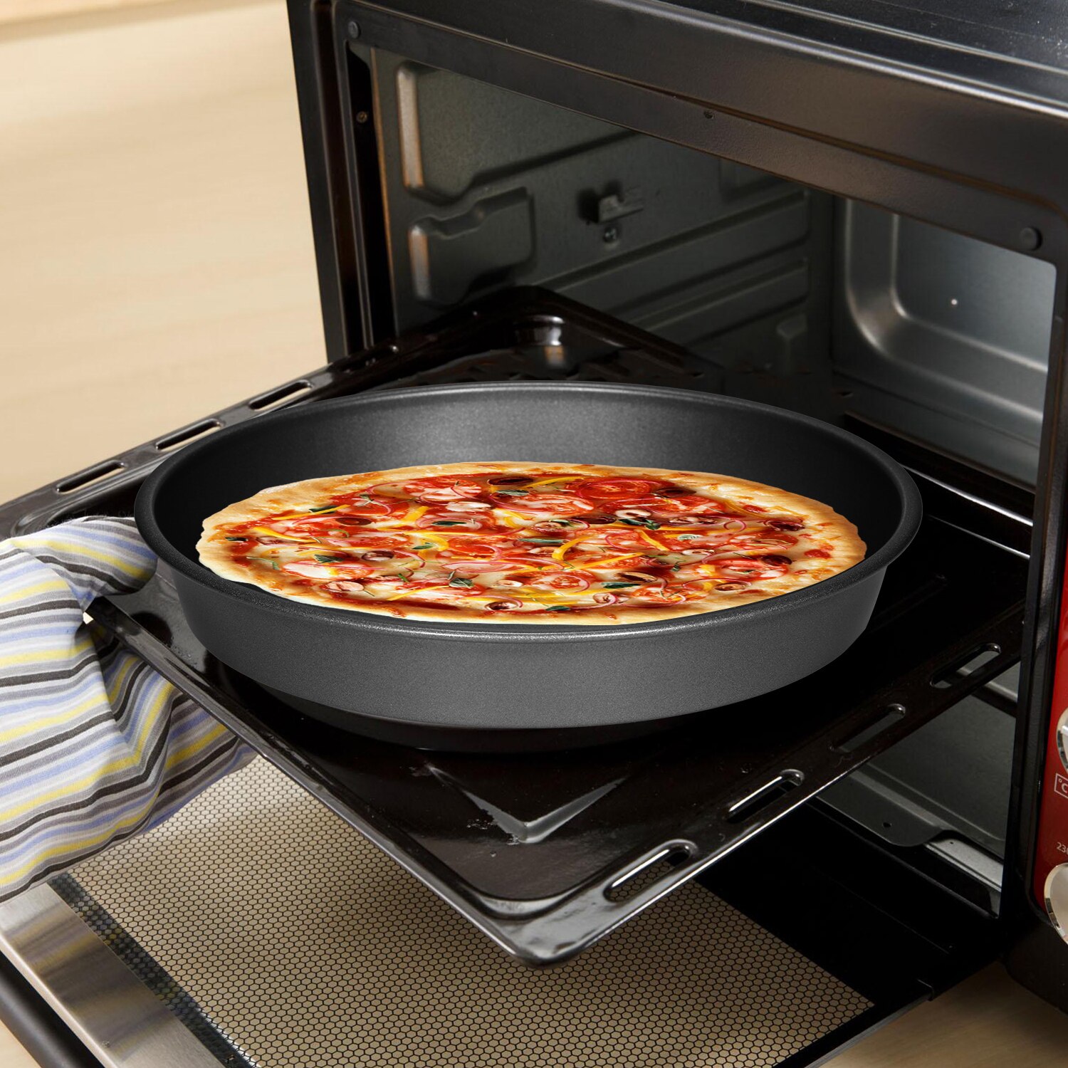 Pizza Bakken Pan Zwarte Bakken Lakens Voor Oven Anti-aanbak Ronde Pizza Lade 9 Inch Bakvormen Carbon Staalplaat Pannen Voor koken Pan