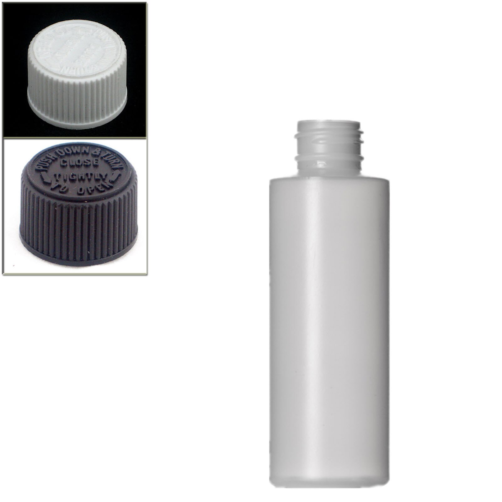 120Ml Lege Plastic Fles, natuurlijke-Gekleurde Hdpe Cilinder Ronde Met Zwart/Wit Kind-Slip Caps X5