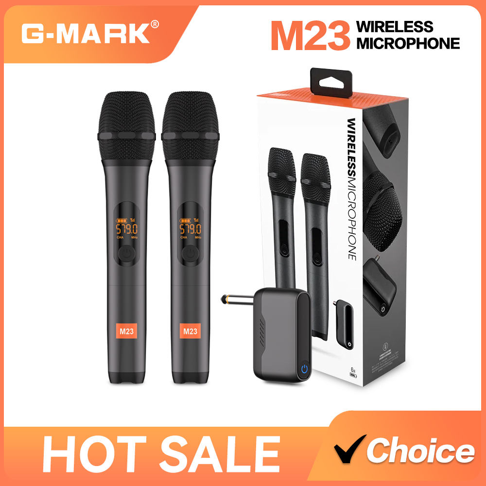 Microphone Wireless M23 UHF 2 Channel Karaoke System Built-in Lithium Battery Cordless Handheld Mic For Church Party Speaker: Default Title