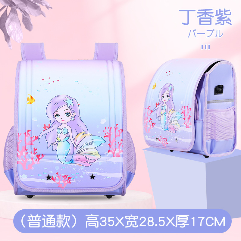 Japanse Trolley Schooltas Kids Wiel School Rugzak Afneembare Kinderen Schooltassen Voor Jongens Meisjes Pu Leer Bagage Boek Tassen: purple