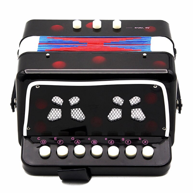 Mini petit clavier accordéon rythme éducatif Instrument de musique avec Harmonica (couleur courue)