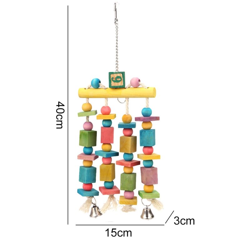 Bird Chewing Toy Parrot Toys Macaw Hanging Acrylic with Bells Bites Chew On Cages Cockatoo Stand Rack Swing Bird Accessories