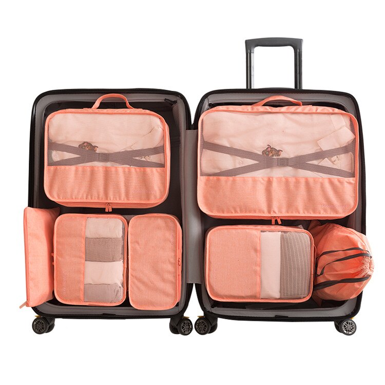 Reistas voor heren, waterdichte verpakking, kubieke draagbare kledingafwerking, opbergtas, damesbagage, accessoires, producten: Roze