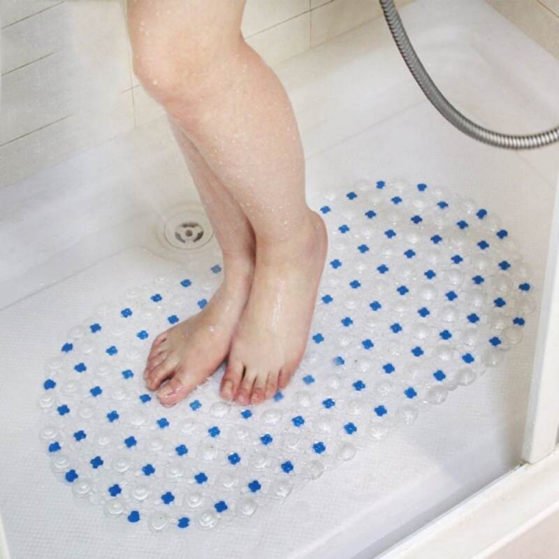 Tub Bath Shower 68x38cm Tub Clear Bubble Mat Safety Anti-slip PVC Floor Mat Rug
