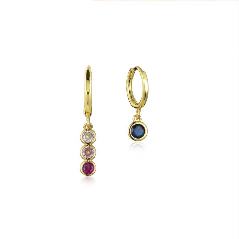 Sipengjel Regenboog Zirkoon Hanger Kleine Hoepel Oorbellen Gothic Zoete Asymmetrie Dangle Oorbellen Voor Vrouwen Sieraden Party