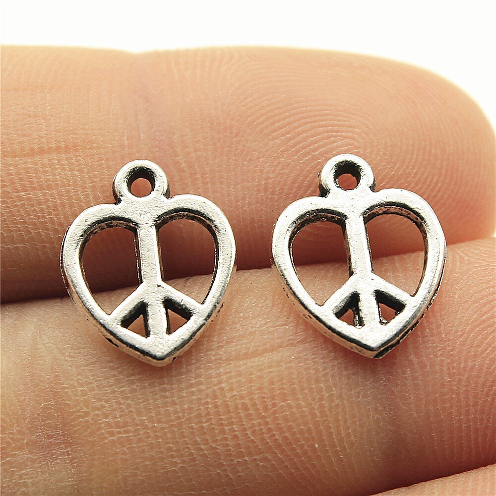 40pcs Peace Charms Pendant Antique Silver Color Peace Symbol Charm Pendants Jewelry Accessories DIY Peace Sign Charms: B11730-14x11mm