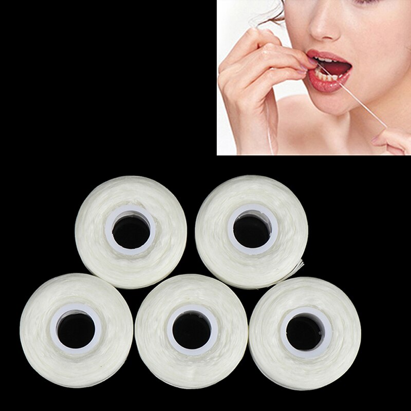 5 Rolls 50M Tanden Bleken Mondhygiëne Tanden Reinigen Wax Muntsmaak Tandheelkundige Floss Spool Tandenstoker Tanden Bleken