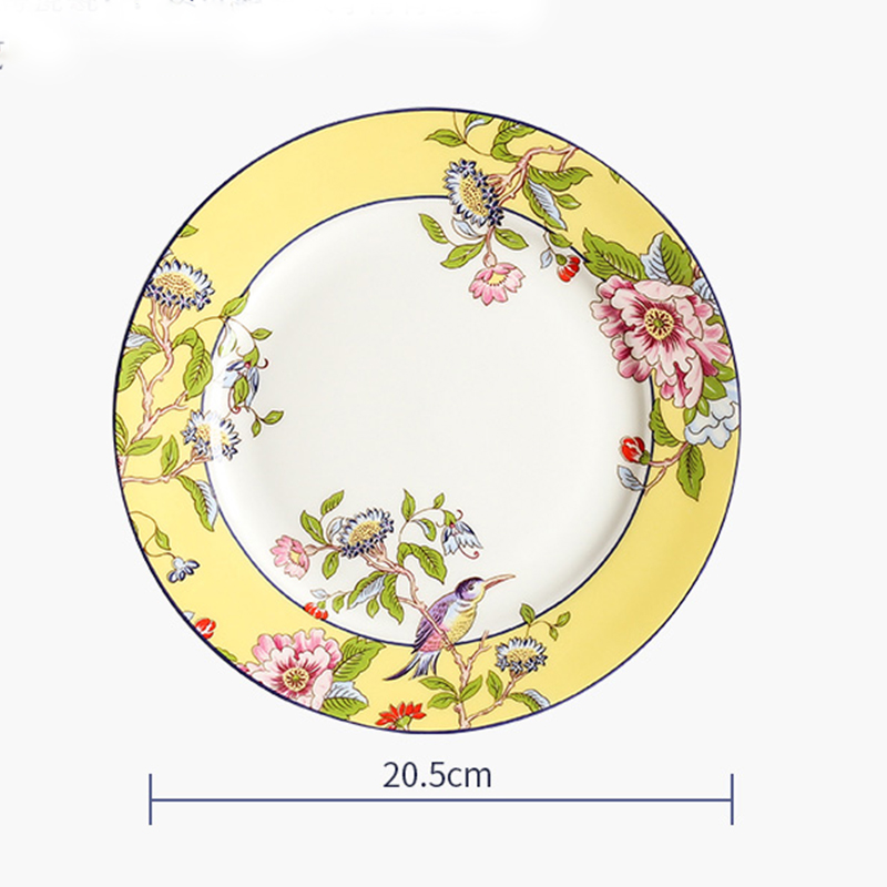8inch high-end bone china plates British style afternoon tea dessert plate steak spaghetti plate bird flat plate