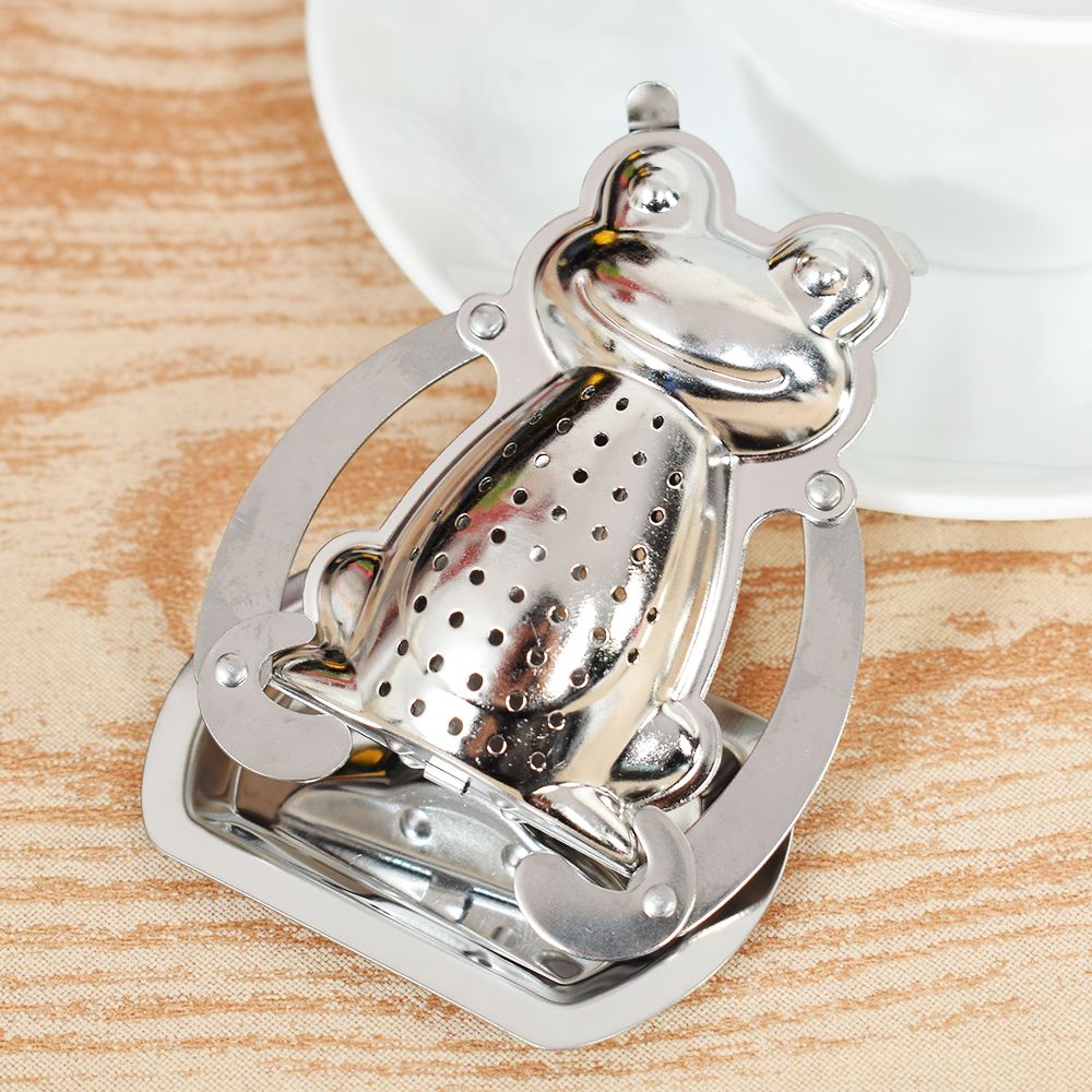 Colador de té en forma de rana de acero inoxidable, filtro de hierbas aromáticas, accesorios de cocina, filtro Infusor de té, elaboración de cerveza, tetera
