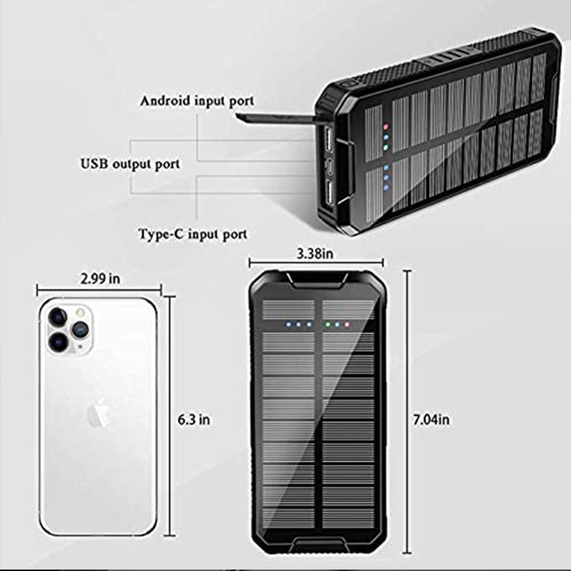 Solar Wireless Charging Battery Power Bank 80000 mA Solar Panel Solar External Charger Portable for iPhone Samsung Huawei