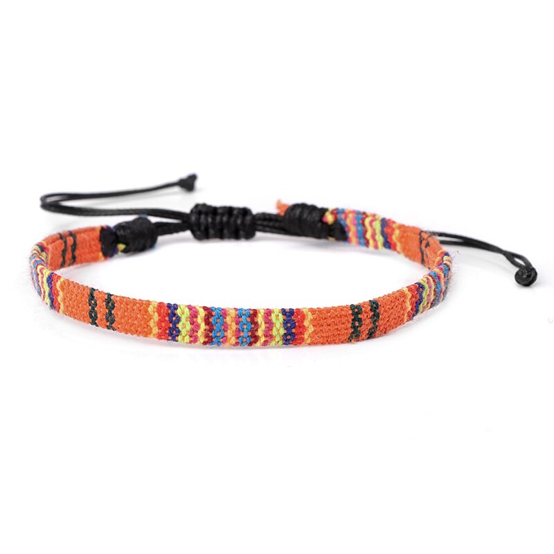 Pulseras tejidas coloridas bohemias para hombre y mujer, brazaletes ajustables trenzados de la suerte, joyería hecha a mano: Type 7