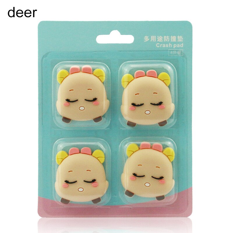 4 sztuk/zestaw samoprzylepne ściany wyciszenie naklejka na ścianę i drzwi silikonowa ochrona na zamek robić drzwi klocki pogrubienie Słodki kreskówka zwierząt zaszokować mata: jeleń