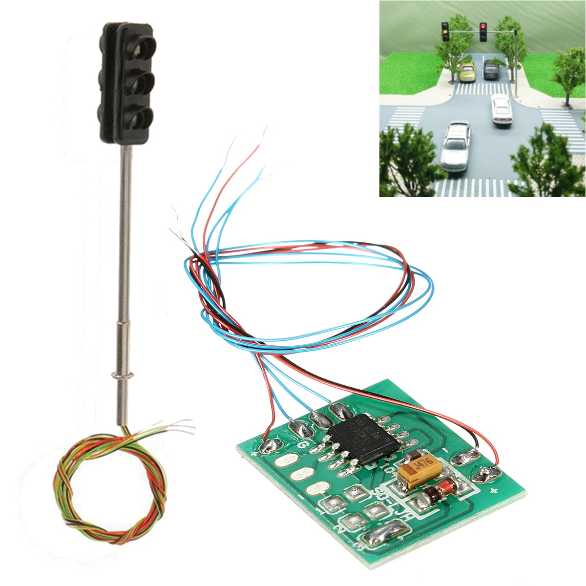 HO/OO Traffic Light Signal LED Model Two Side DIY Scale Construction Sand Table Train Railway Street Traffic Signal Light