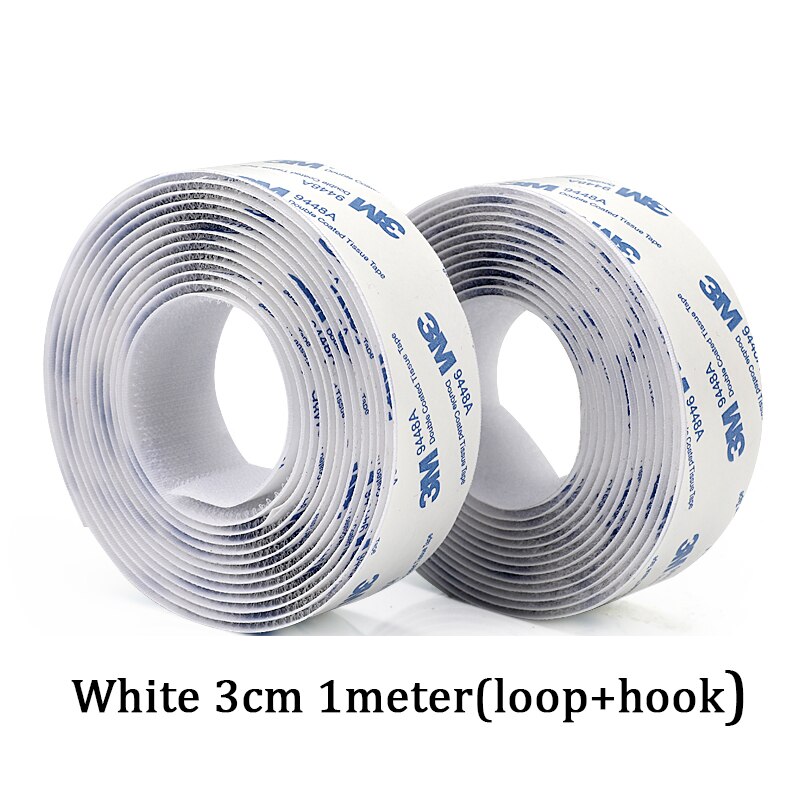 1M Strong Nylon Self-adhesive Hook and Loop Fastener TapeSticker Double Side Tape with Glue Sticker Hook Adhesive DIY 16-50MM: 30mm White