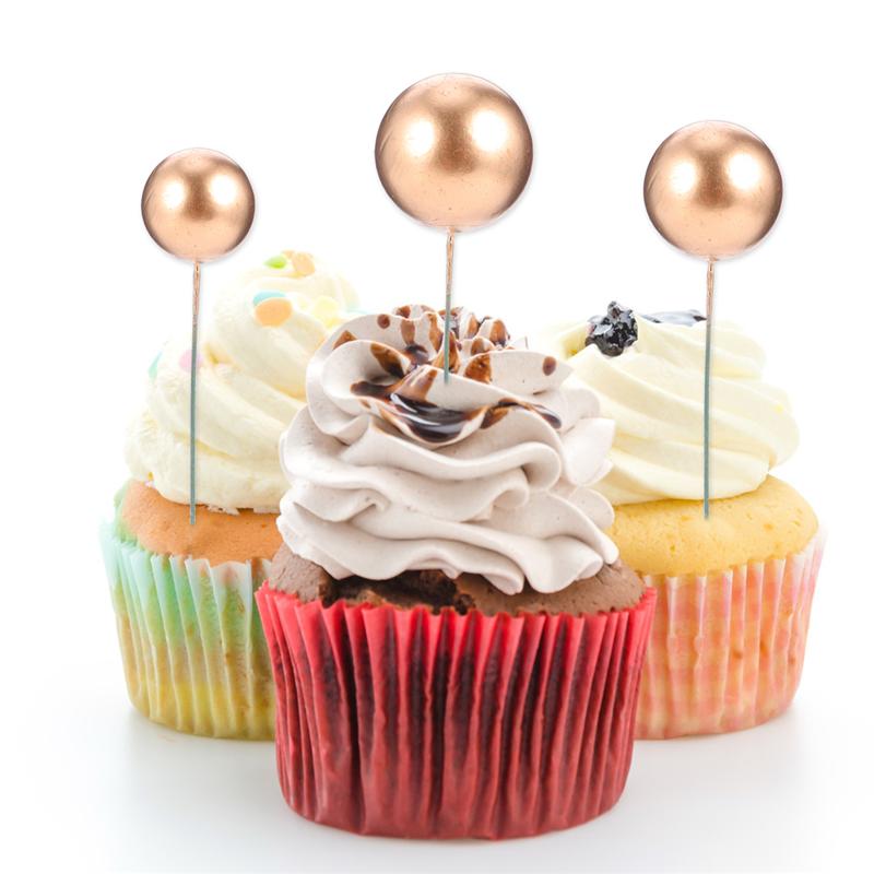 30 Pcs Gouden Zilveren Bal Shape Cake Decoratie Verjaardagstaart Dessert Ornamenten