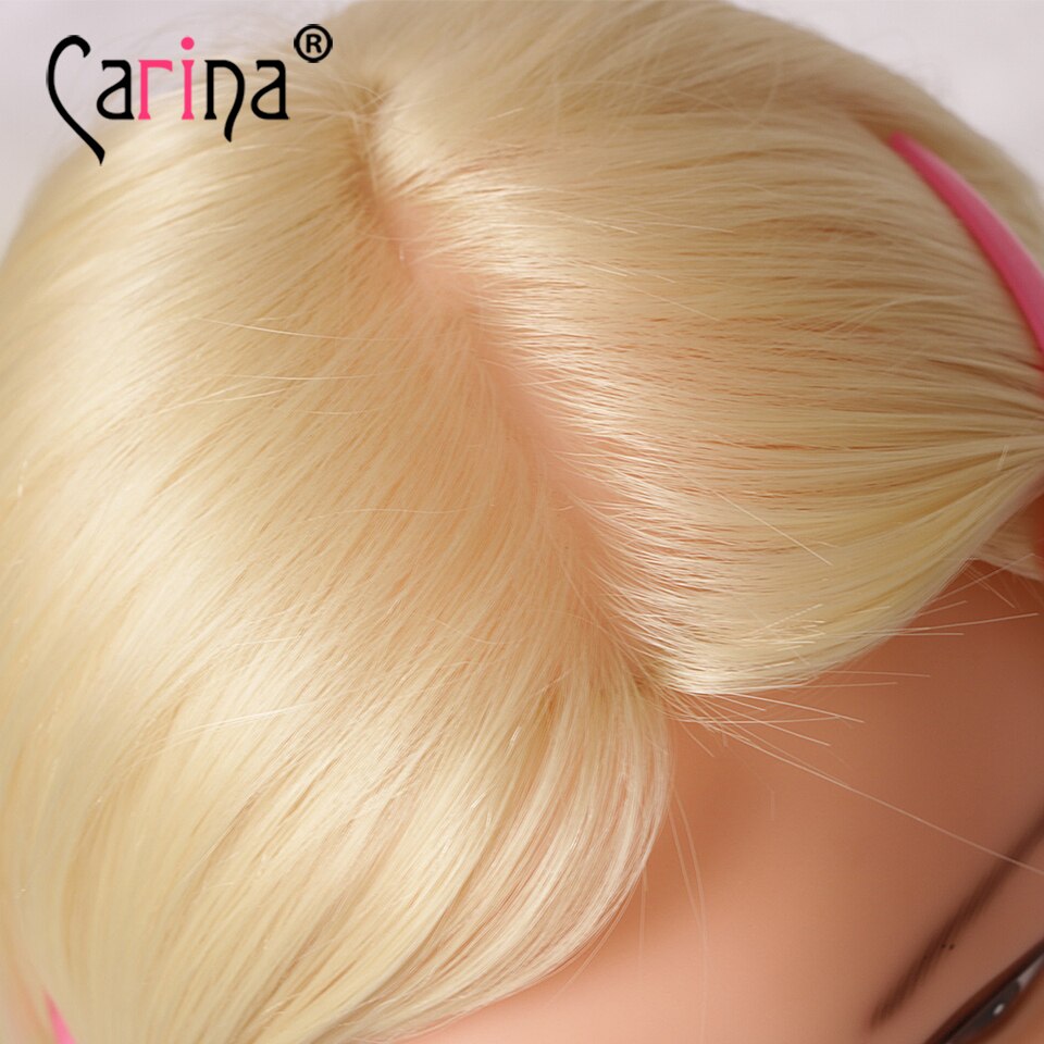 22" Fiber Hair Mannequin Head For Hairstyles Blonde Training Head Hairdressing Doll Heads With Hair Mannequins For Dummy