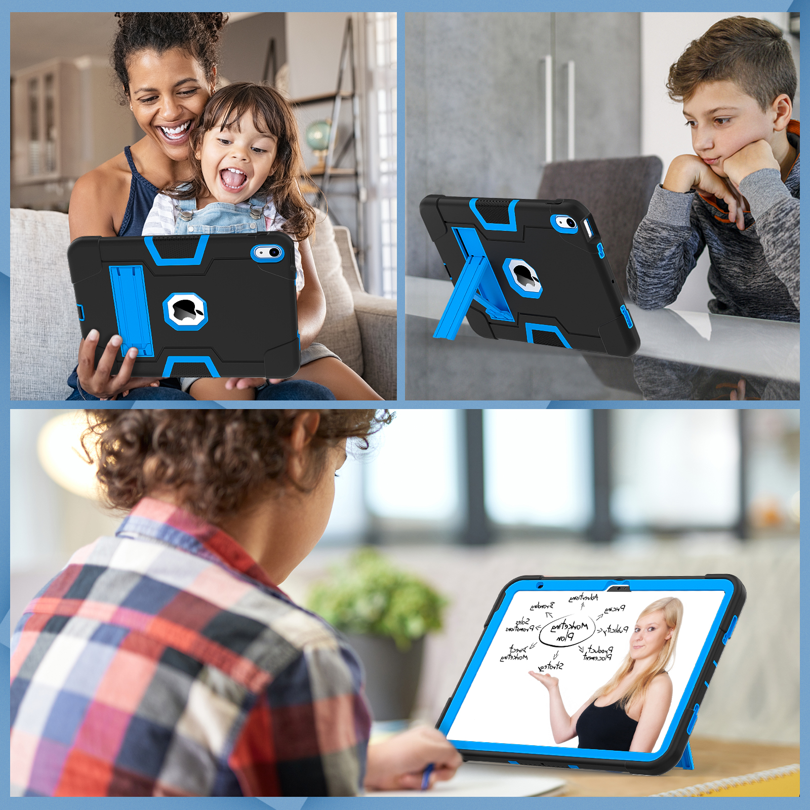 Kickstand Rugged Case Universal For iPad 11" (A16) 11th 10.9 10th A3355 A3356 A2757 A2777 A2696 3-Layers Protect Cover