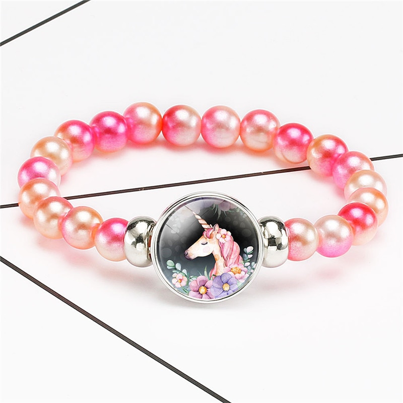 Cute Unicorns Beads Bracelets Bangles For Children Brand Jewelry Children Bracelet And Bangles Cartoon Women Accessories Girls B