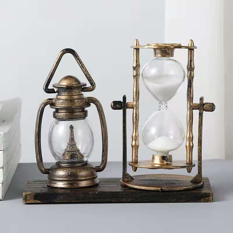 Retro timglas ornament natt ljus eiffeltorn bordslampa europeisk stil sovrum heminredning barn födelsedag: Brun