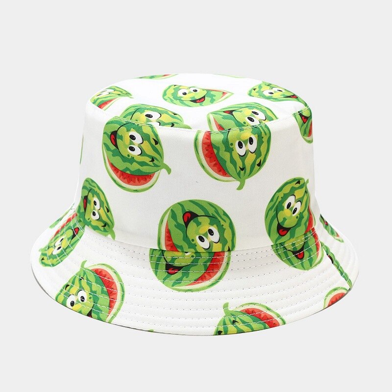 Chapeau Bob à imprimé banane pour femmes, style pastèque, réversible sur les deux côtés, idéal pour les loisirs, printemps été: white 1