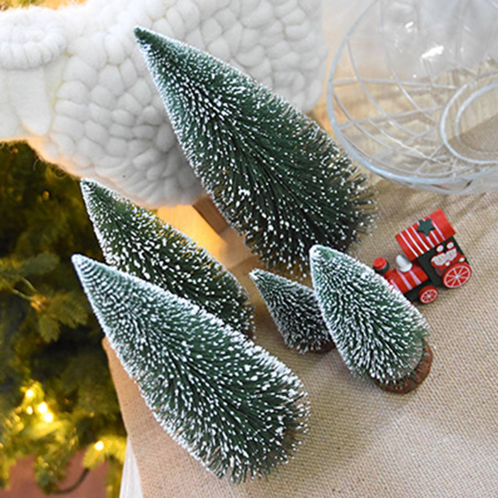 1pcs mini Christmas tree pine needle white cedar flocking stained desktop ornaments shooting props scene decoration Kids