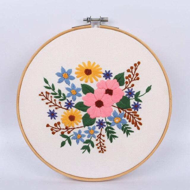 Simple Embroidery Kit Flowers Pattern DIY Handmade Craft Set: 7