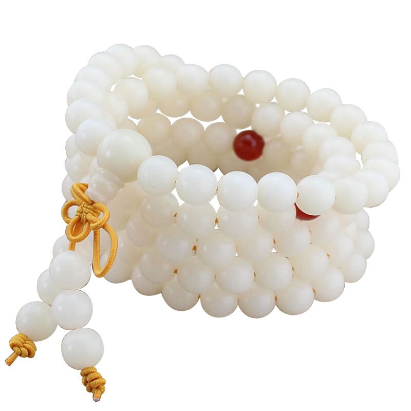 Wit Bodhi Wortel Armband Jade 108 Boeddha Bead Ronde Sieraden Voor Mannen En Vrouwen