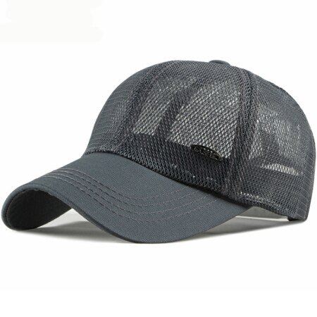 Heren mesh pet lente zomer zonnepet dames ademende baseball pet effen verstelbare trucker pet heren dames zonnehoed: Grijs