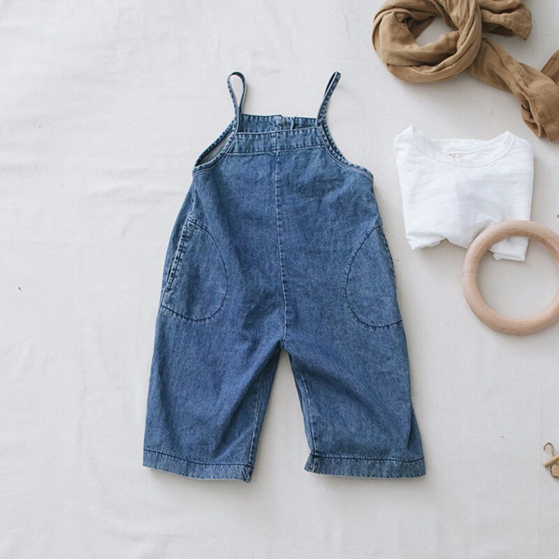 Kids Denim Jumpsuit Korean Toddler Boys Girls Playsuit Baby Outfit 6M-7Year