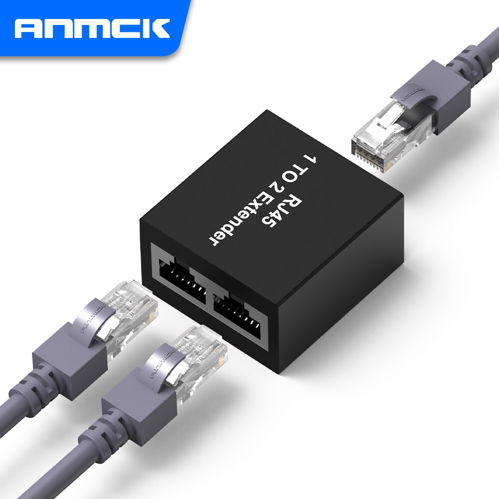 Anmck 40Gbps RJ45 Adapter Female Extender Plug CAT5E/6/8 Network Connector RJ45 Wall Plated Ethernet Cable Extension Converter: 2 in 1 RJ45