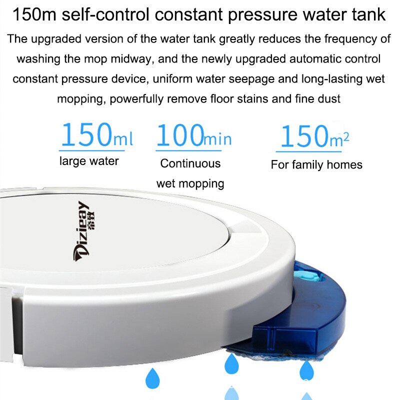 Ultra-thin Robot Vacuum Cleaner with Water Tank wet and dry 2800Pa Vacuum Cleaner with Remote Control sweeping and mopping robot