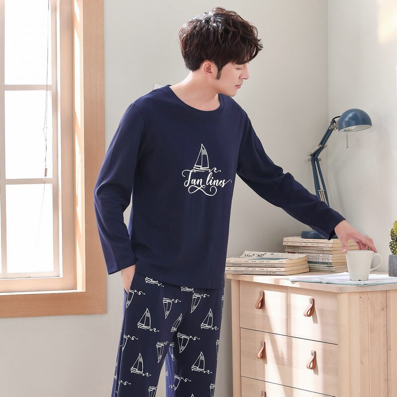 Autumn and winter thick men's clothes two-piece home service CAIYIER cotton pajamas suit long-sleeved top + pants pajamas