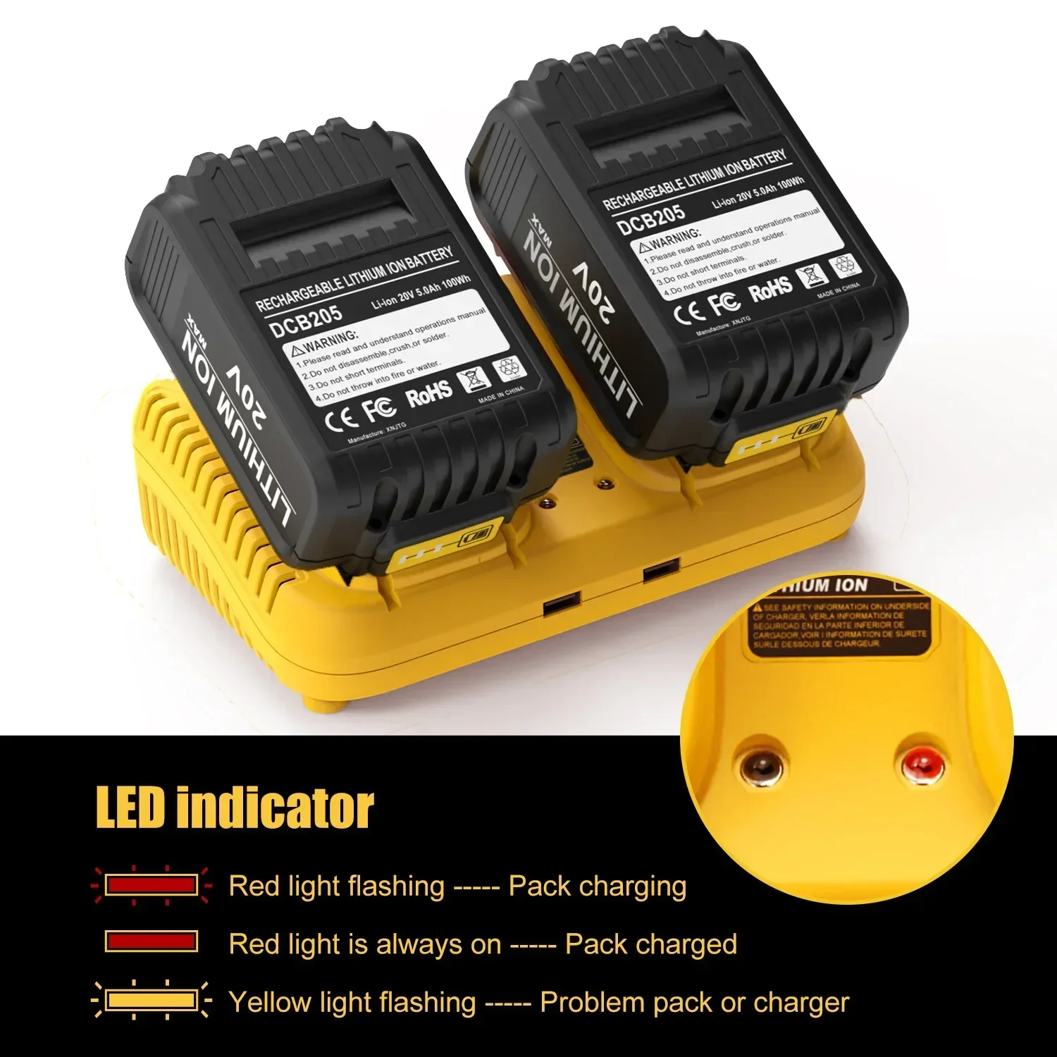 Dcb102 Dubbele Oplader Voor Dewalt 10.8V 12V 14.4V 20V Lithium-Ion Batterij Dcb203 Dcb204 Dcb205 Dcb118 Dcb105 Dcb107 Dcb112 Dcb115
