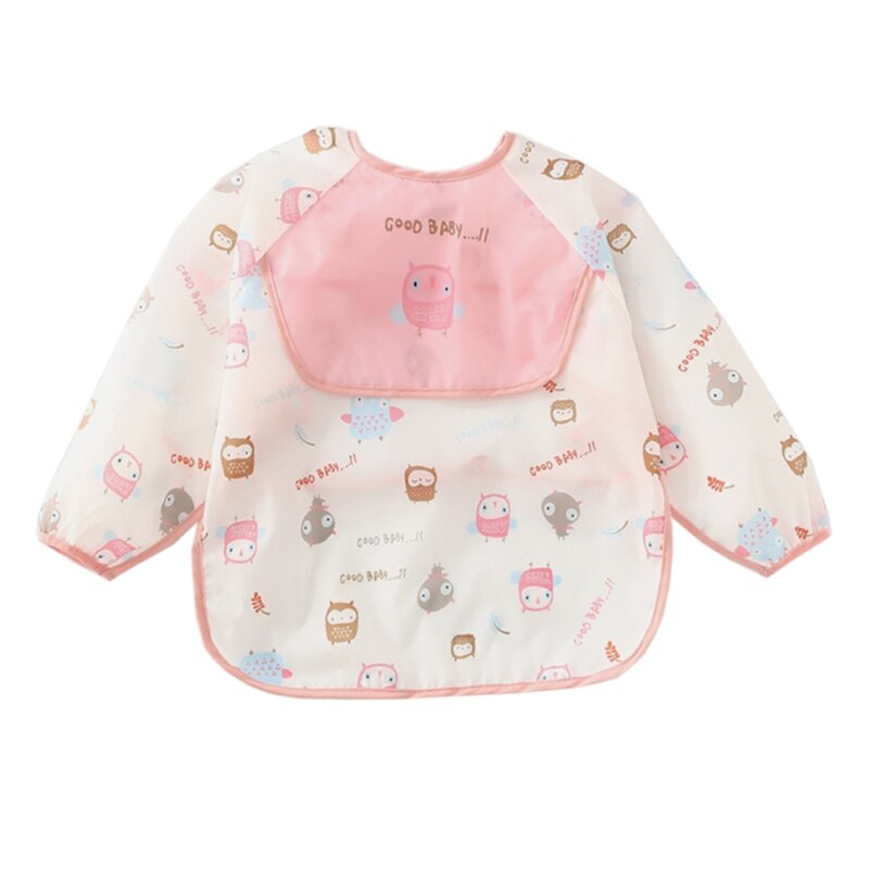 Cartoon Slabbers Waterdichte Baby Eten Bib Met Pocket Kinderen Tekening Lange Mouwen Schort Kids Burp Doek Baby Spullen