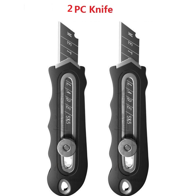 Safety Utility knife , Thickened Rubber Holder Stainless Steel blades, Retractable Industrial-grade Wallpaper Cutter: black