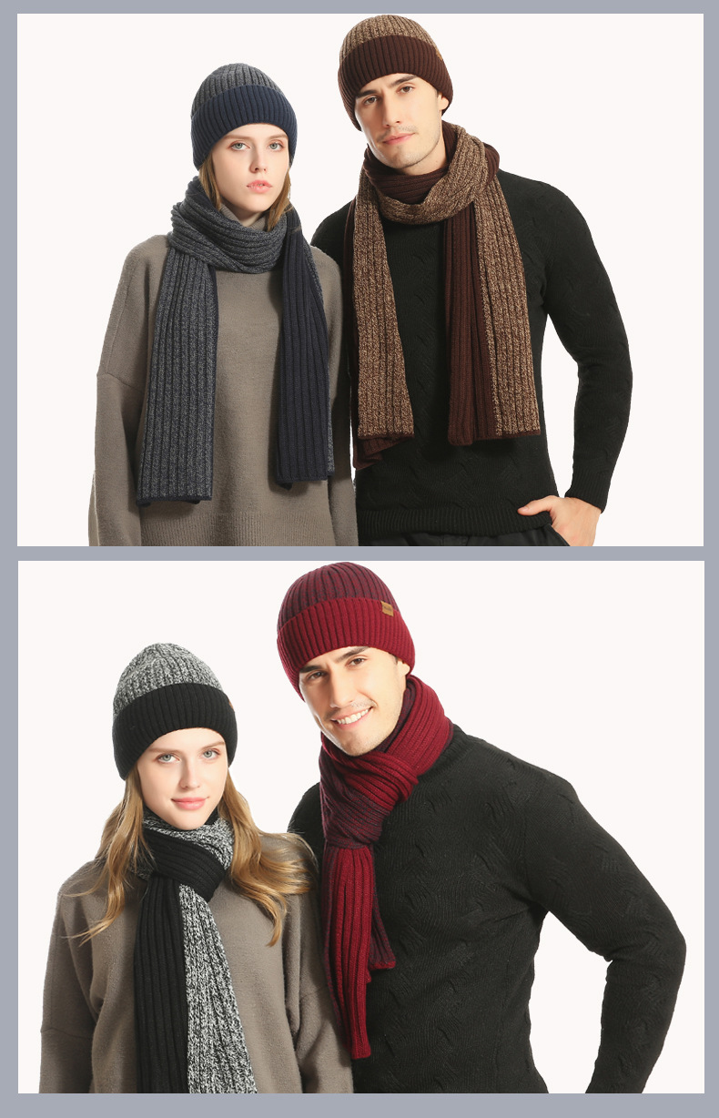 Ensemble de 3 pièces pour homme, chapeau, écharpe, gants, bonnets en laine, rayures rétro, ski d&#39;affaires, unisexe, accessoires d&#39;hiver, du nouvel an