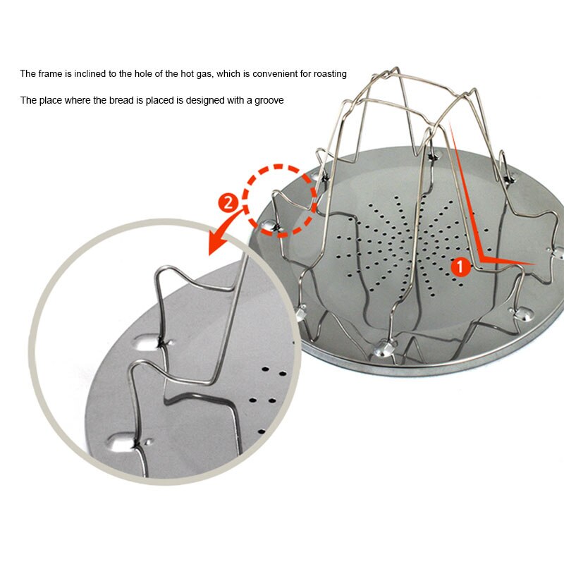 4 Slice Foldable Stove Bread Toaster Stainless Steel Cookware for Caravan Hiking Camping For