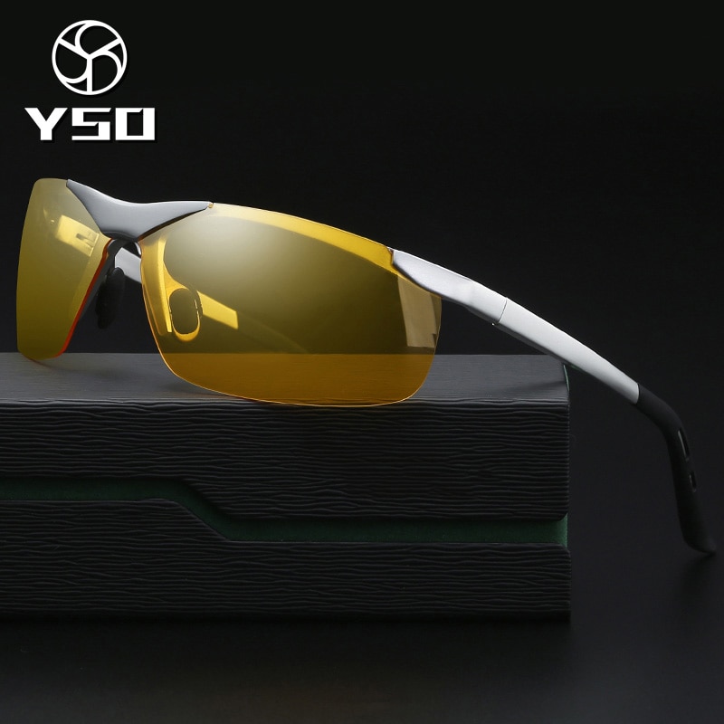 YSO-gafas de visión nocturna polarizadas para hombre, montura de aluminio y magnesio, gafas antideslumbrantes para conducción de coche, 6806