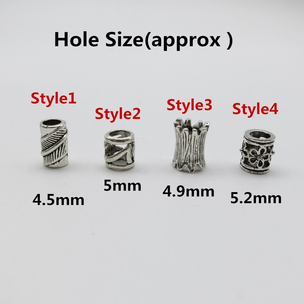 10 unids/pack de plata tibetana viking 4 estilos de pelo trenza temor dreadlock barba anillos accesorios traje Delgado trenzas