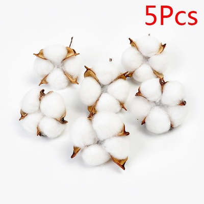Branche de fleur artificielle en coton naturel, 1 pièce, pour décoration de mariage, noël, couronne faite à la main, fleur de Kapok, fournitures de décoration pour la maison: 5cotton head