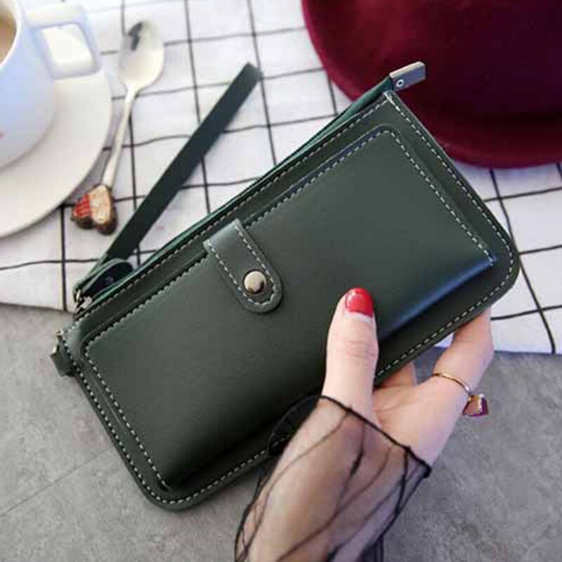 Cartera larga de cuero para mujer, monedero con de cartera, Clutch de para mujer, titular de la tarjeta femenina, Carteras estándar,