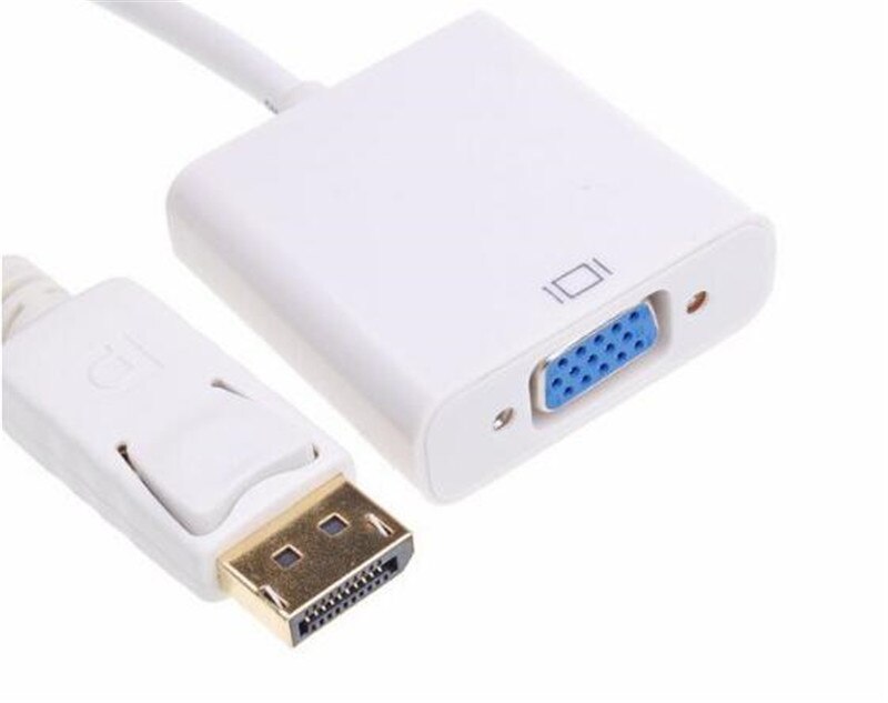 Blanco DisplayPort macho DP a VGA hembra M/F adaptador de convertidor Cable para Notebook HP/Dell/Lenovo/Toshiba