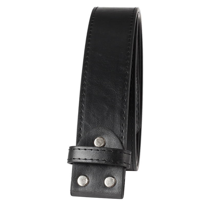 MYMC-Cinturón de cuero sintético sin hebilla para hombre, accesorios de cinturón de bricolaje, cinturones universales para exteriores, banda de cintura hecha a mano de 3,8 cm de ancho: Negro / about 115cm