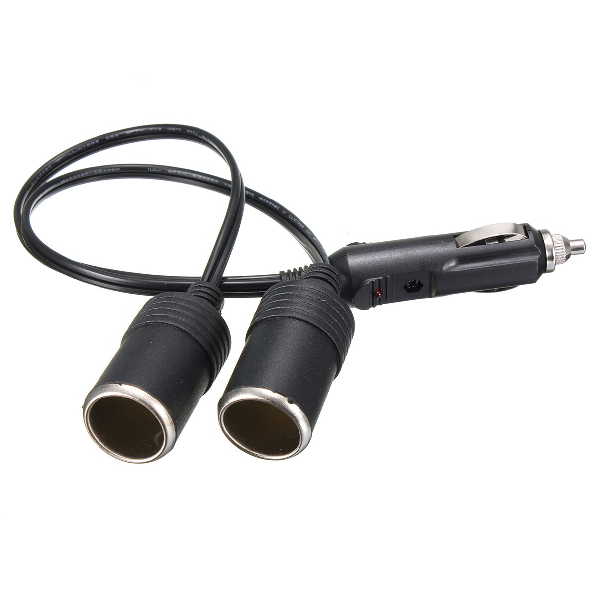 12V 45cm Car Auto Twin Double Cigarette Lighter Extension Lead Power Socket Adaptor 2 Way Splitter Charger