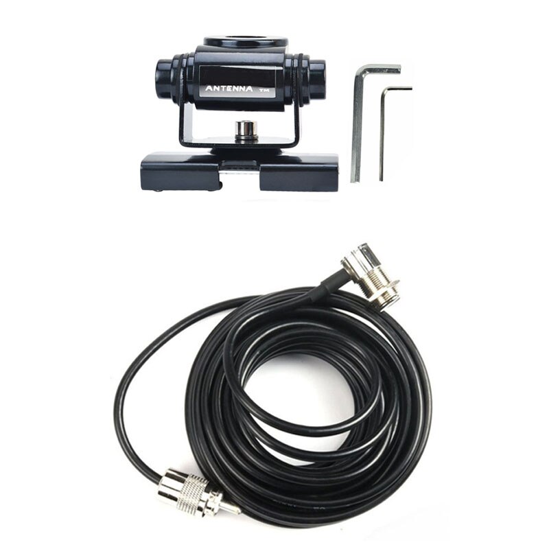 RB-400 Car Antenna Mount Bracket RB400 + 5M PL259 Connector Extend Feeder Cable for Mobile Radio Baojie BJ-218 318 QYT KT8900: black bracket cable