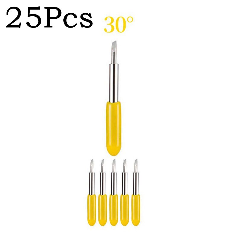 30/45/60 Degrees Roland Cricut Plotter Blade Knife Cutter Blades Vinyl Cutter Offset Knife Blade for Carving Tool Milling Cutter: 25PCS Yellow