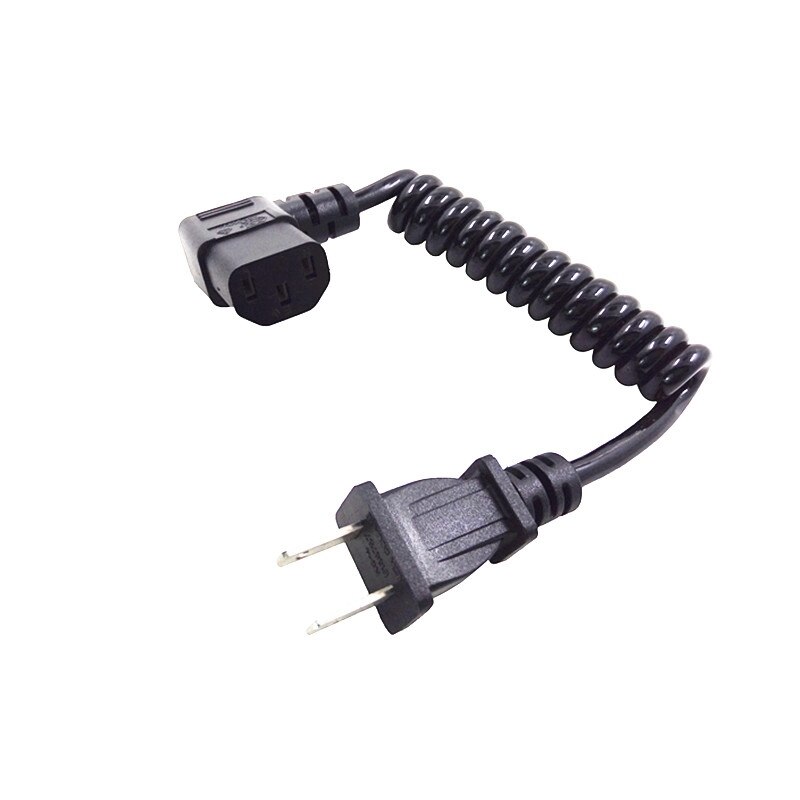 NEMA 1-15P 2Pin male to IEC 320 C13 Elbow female AC Short Portable Cord 2 Prong Plug 10-30cm PU Retractable Spring Power cable