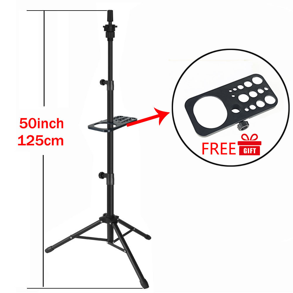 soporte para pelucas con bandeja para trípode para peluca, cabeza de lona para hacer peluca, cabeza de maniquí para exhibición de peluca, cabeza de muñeca para formación en peluquería: Negro