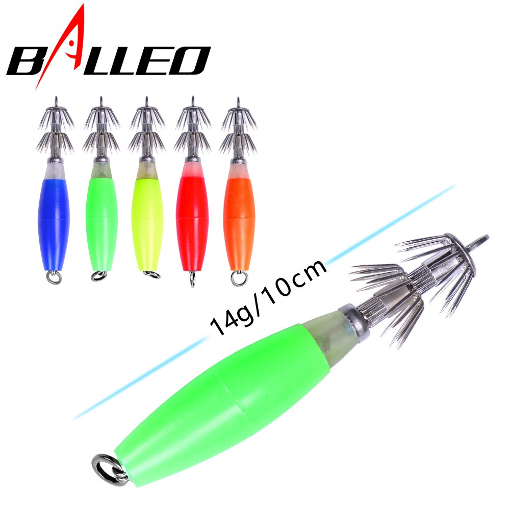 Balleo 4Pcs Lichtgevende Simulatie Squid Harde Aas Haak Aantrekken Valse Aas Dubbele Haak Vistuig Inktvis Vissen Haak